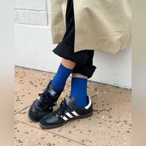 2 PAIRS Le Bon Shoppe Her Ribbed Dress Socks Blue Red